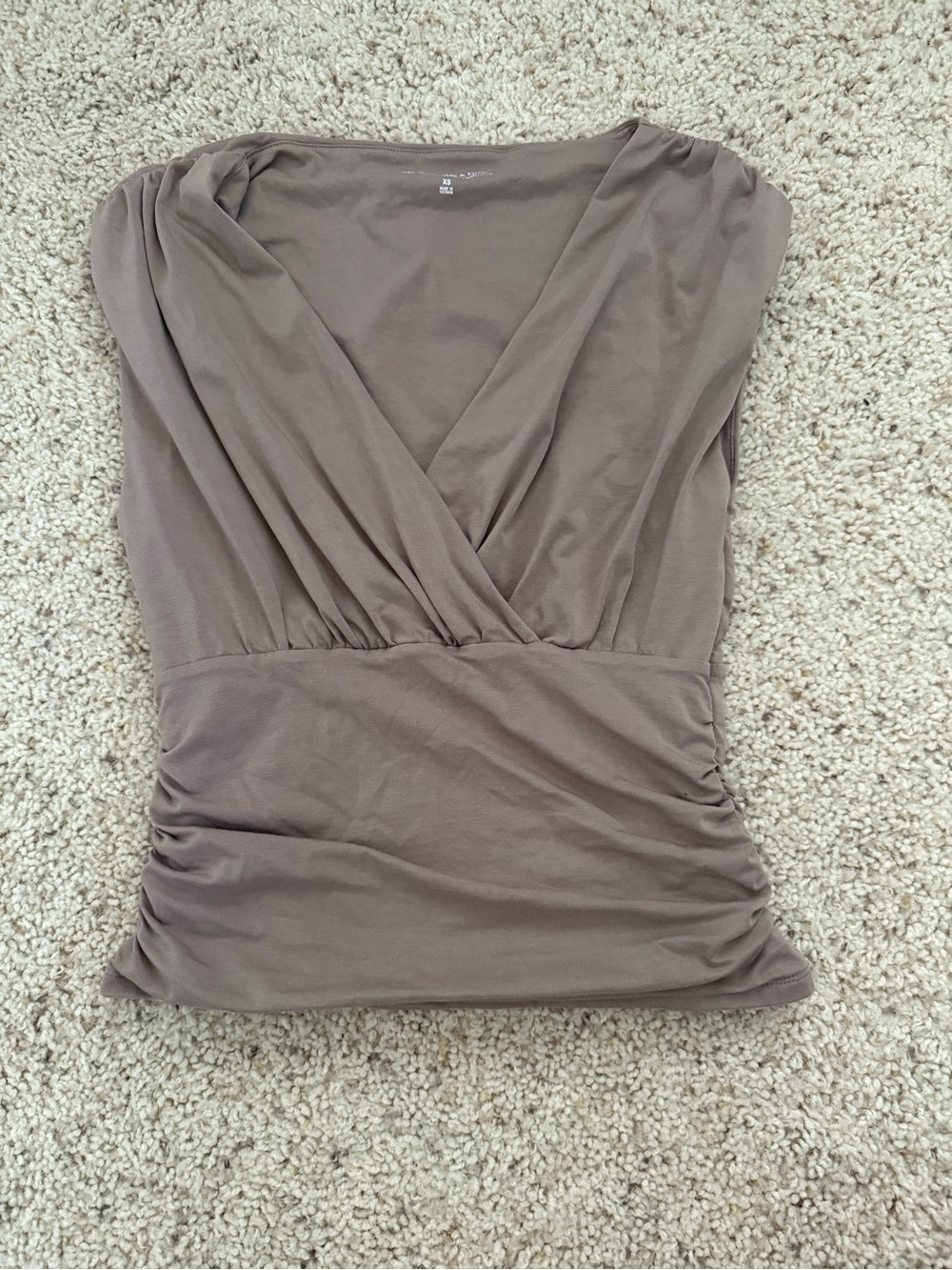Abercrombie & Fitch Taupe Surplice Ruched Waist Top
